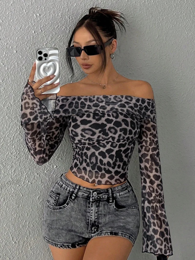 ISABEAU LEOPARD BARDOT TOP