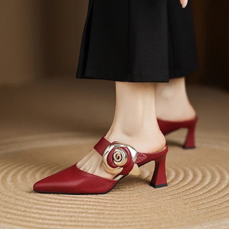 Tacchi in vera pelle color granata