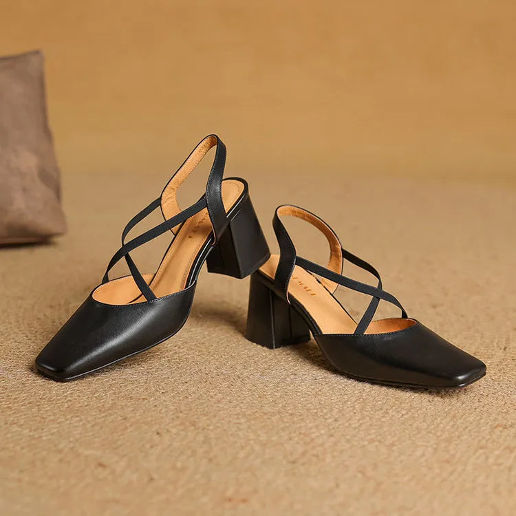 Tacones Petra de cuero genuino