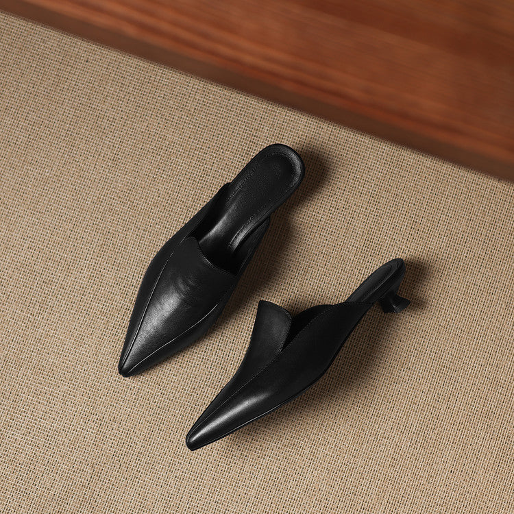 Mules Cloe en cuir véritable à bout pointu