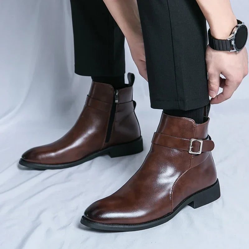 Bottines Chelsea Sergio en cuir véritable