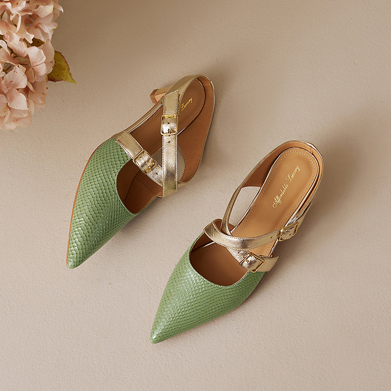 Mules Brielle de cuero genuino