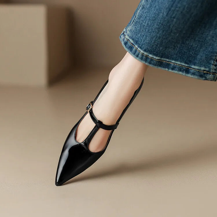 Tacones Ileen de cuero genuino
