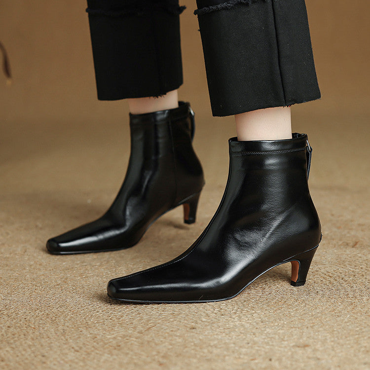 Nolia Stiefel aus echtem Leder mit eckiger Kappe