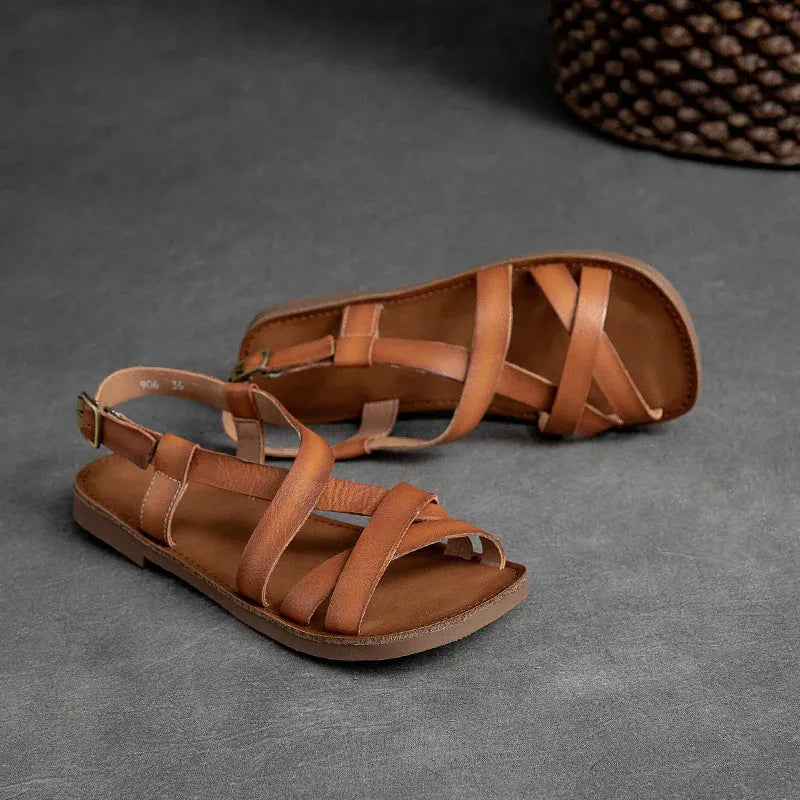 Patinaläder-sandal
