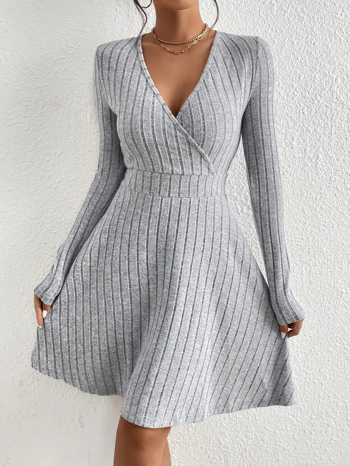 Vestido de malha canelada Rebecca