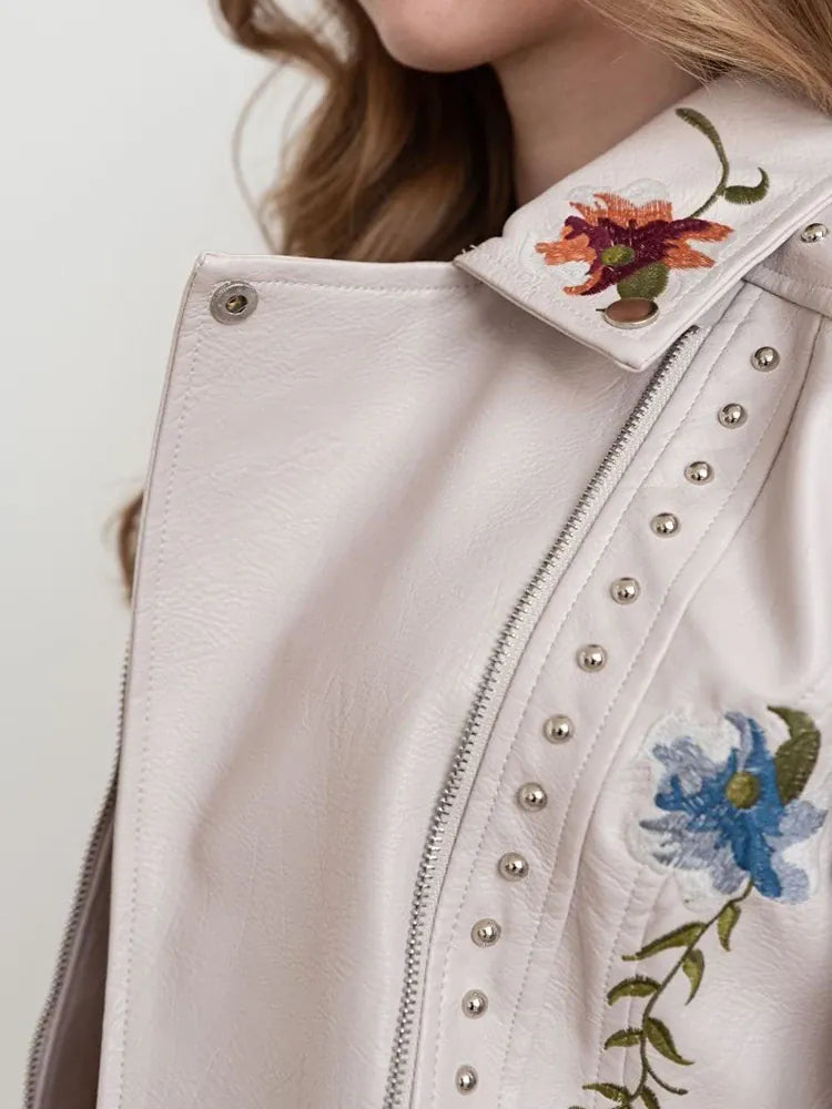 Veste motard à fleurs