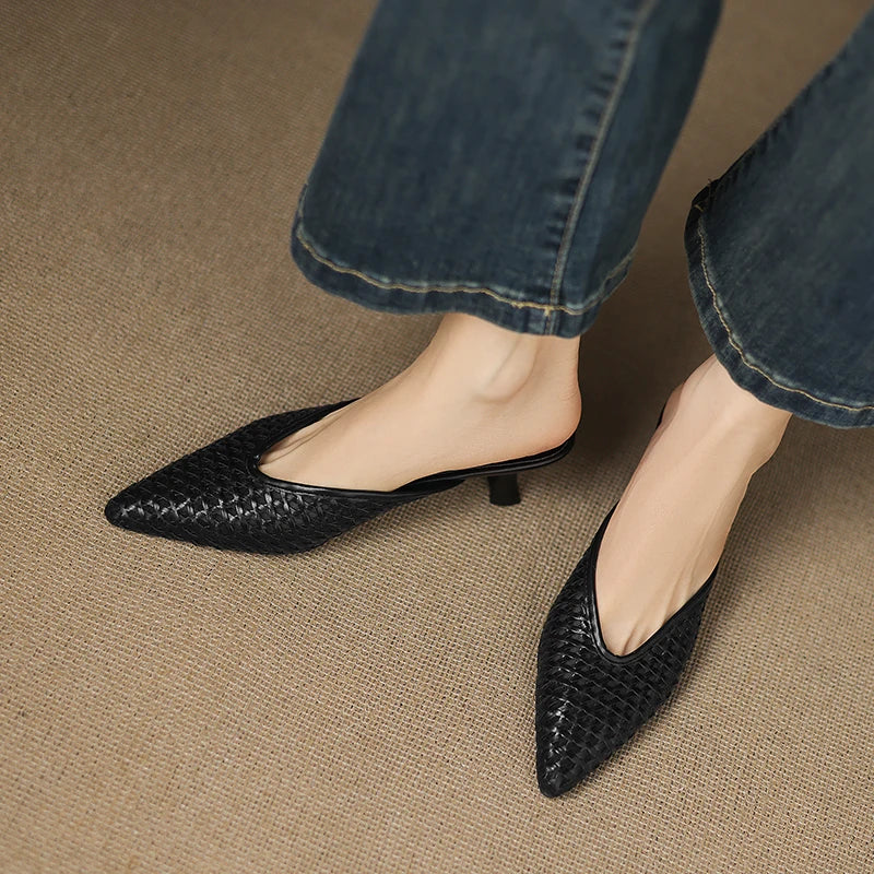 Mules Olivia de cuero genuino