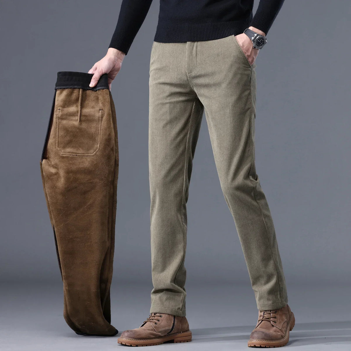 Pantaloni in velluto a coste foderati