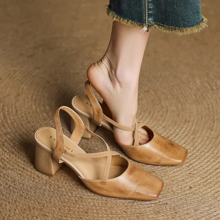 Tacones Petra de cuero genuino