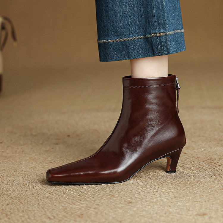 Nolia Stiefel aus echtem Leder mit eckiger Kappe