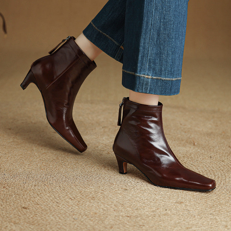 Nolia Stiefel aus echtem Leder mit eckiger Kappe