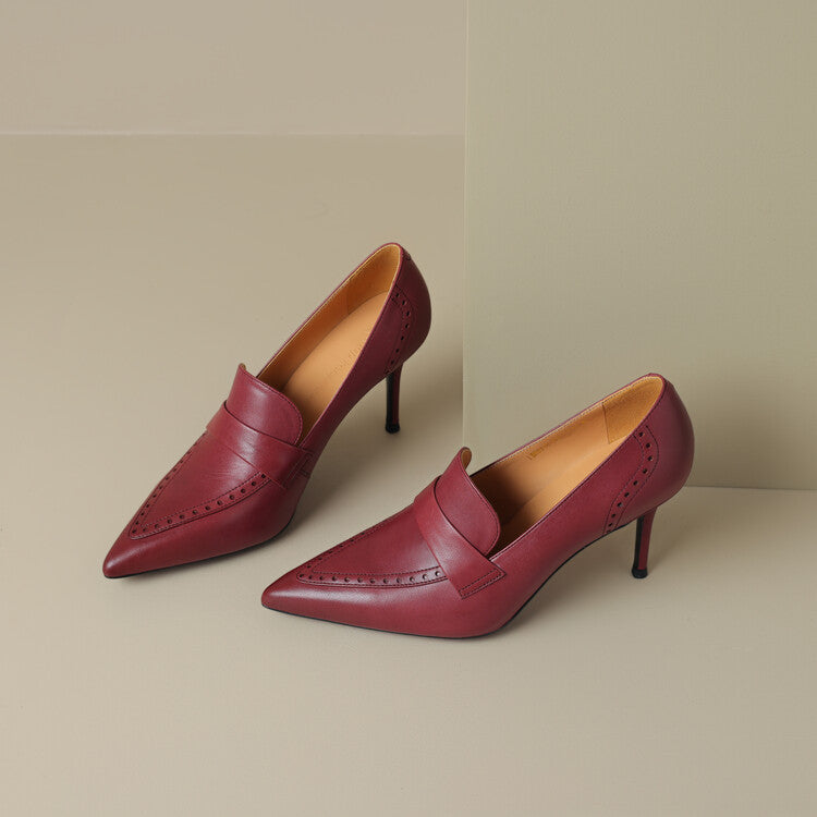 Zapatos de tacón Nyla de cuero genuino con punta afilada