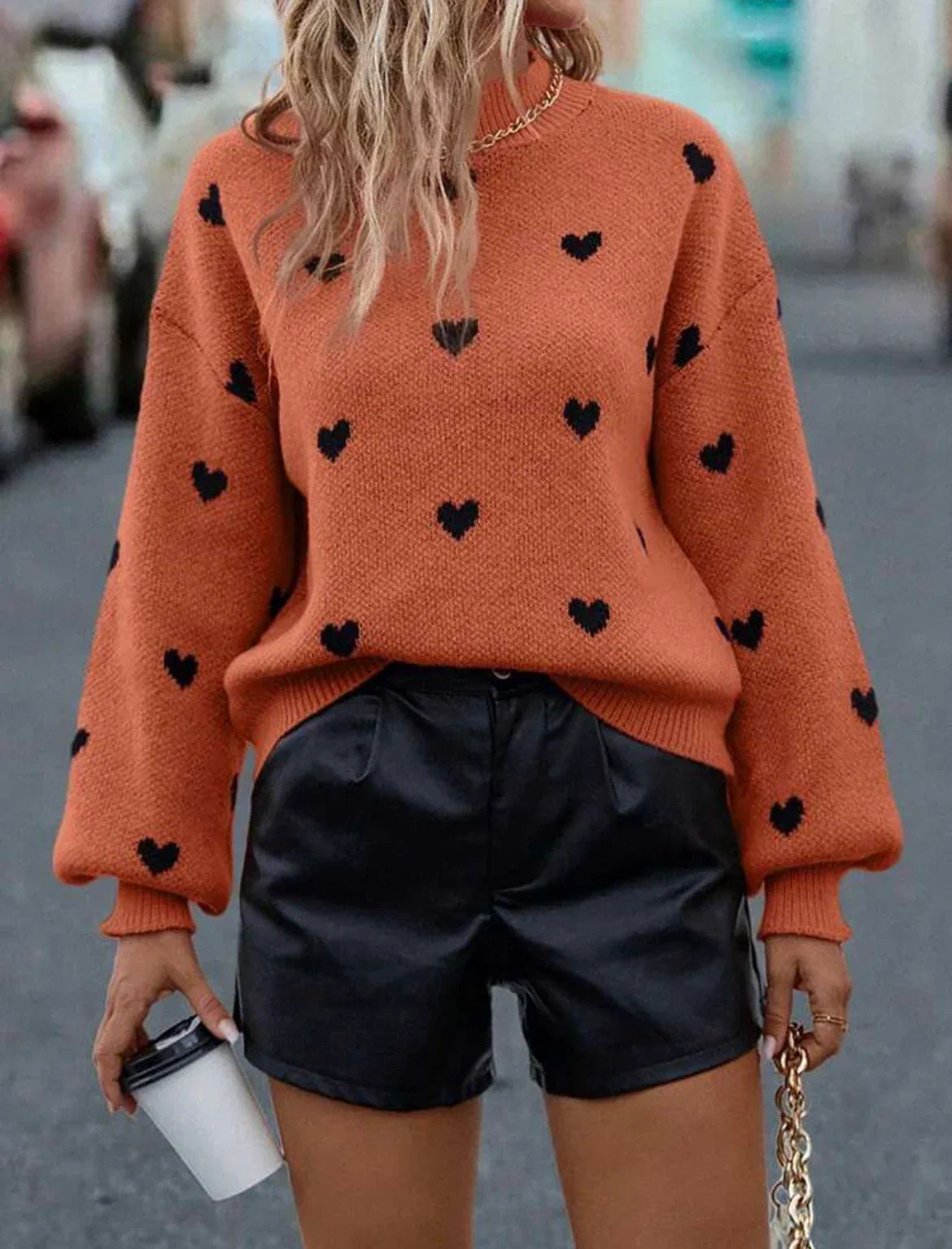 Pullover aus Strick mit Herzmotiv