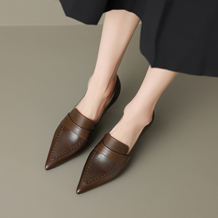 Zapatos de tacón Nyla de cuero genuino con punta afilada
