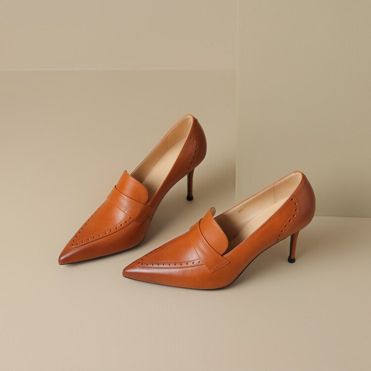 Zapatos de tacón Nyla de cuero genuino con punta afilada
