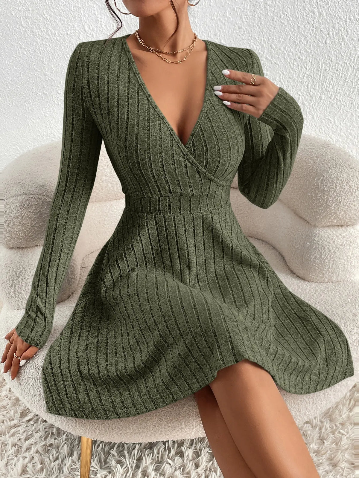 Vestido de malha canelada Rebecca