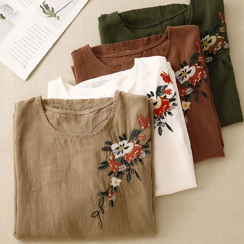 Blusa in lino Siena Bloom