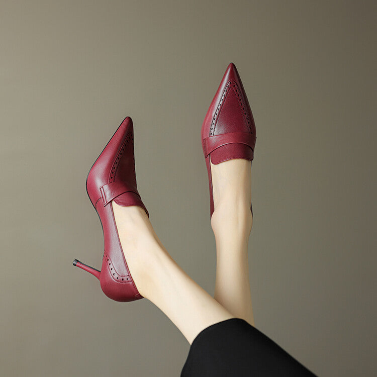 Zapatos de tacón Nyla de cuero genuino con punta afilada