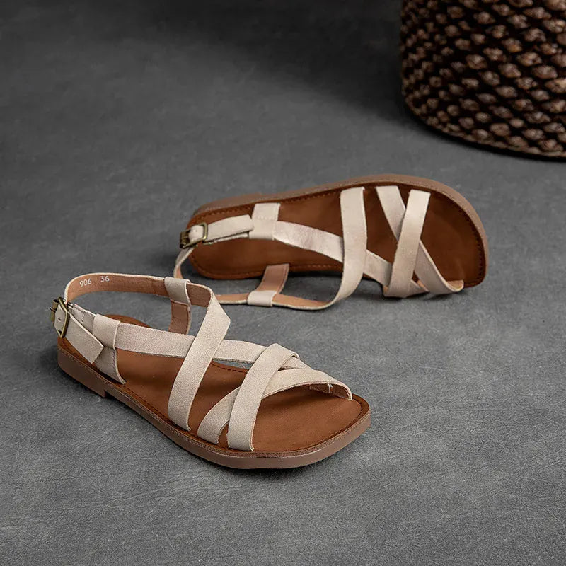 Patinaläder-sandal