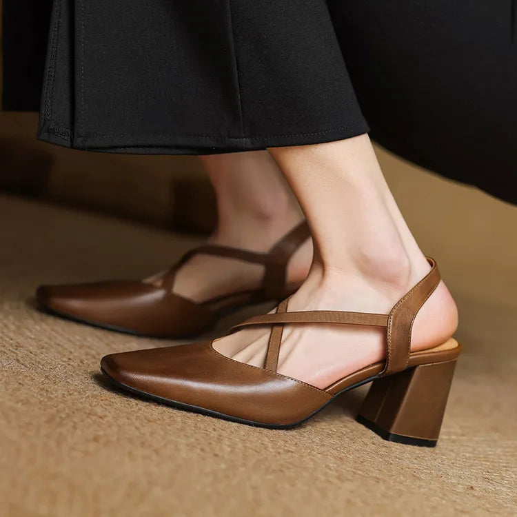Tacones Petra de cuero genuino