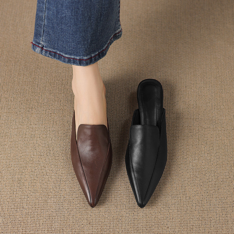 Mules Cloe en cuir véritable à bout pointu