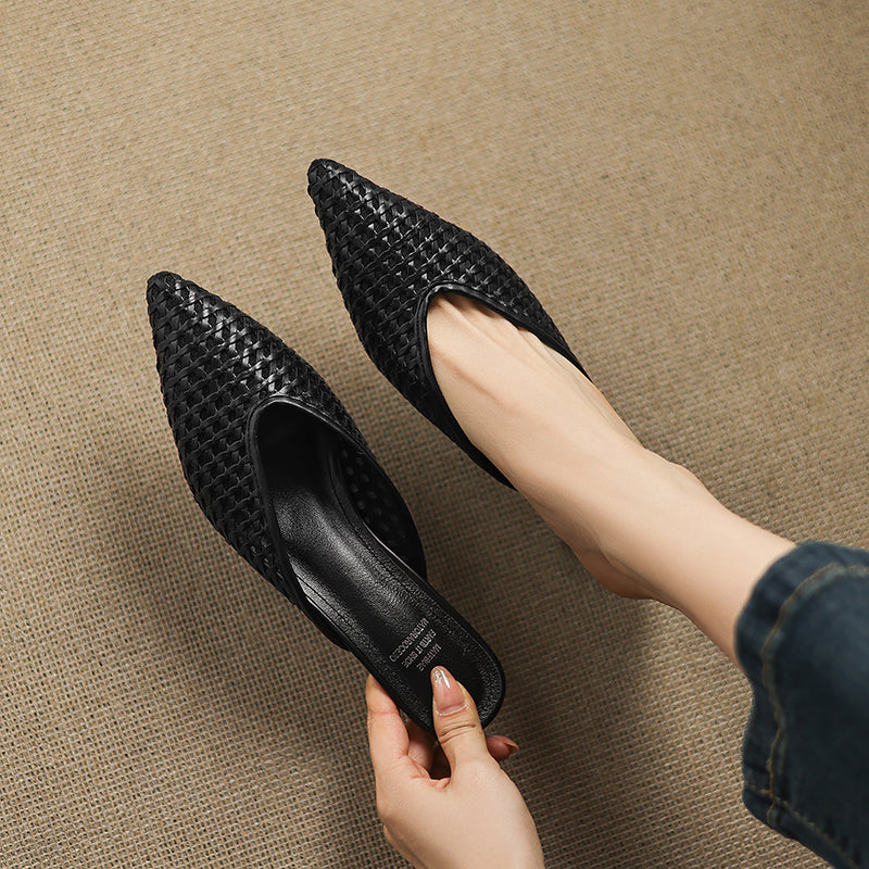 Mules Olivia de cuero genuino