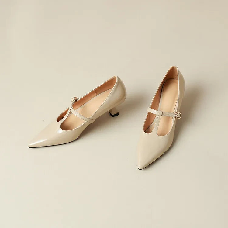 Tacones Ileen de cuero genuino