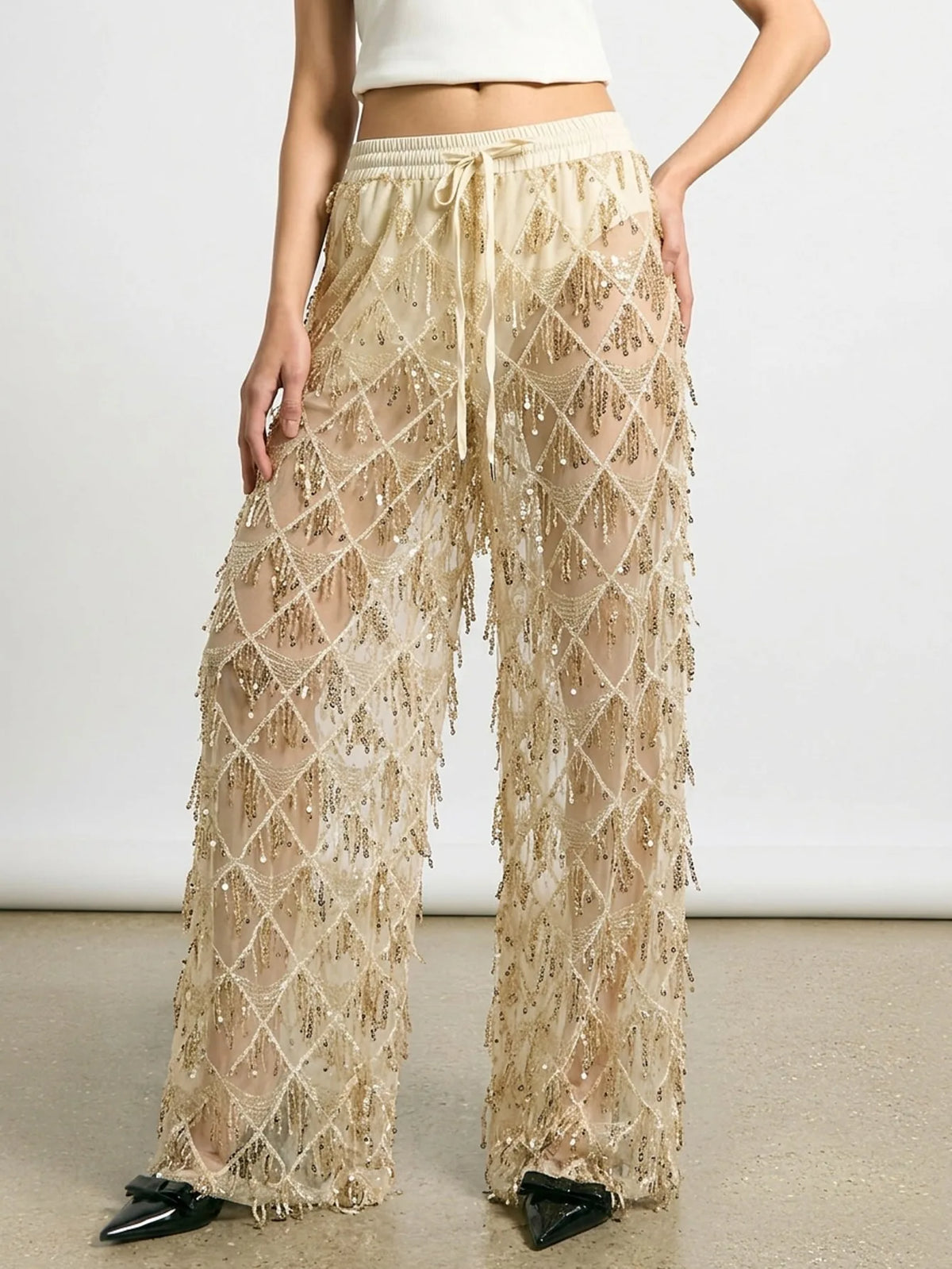 AUREA SEQUIN FRINGE TROUSERS