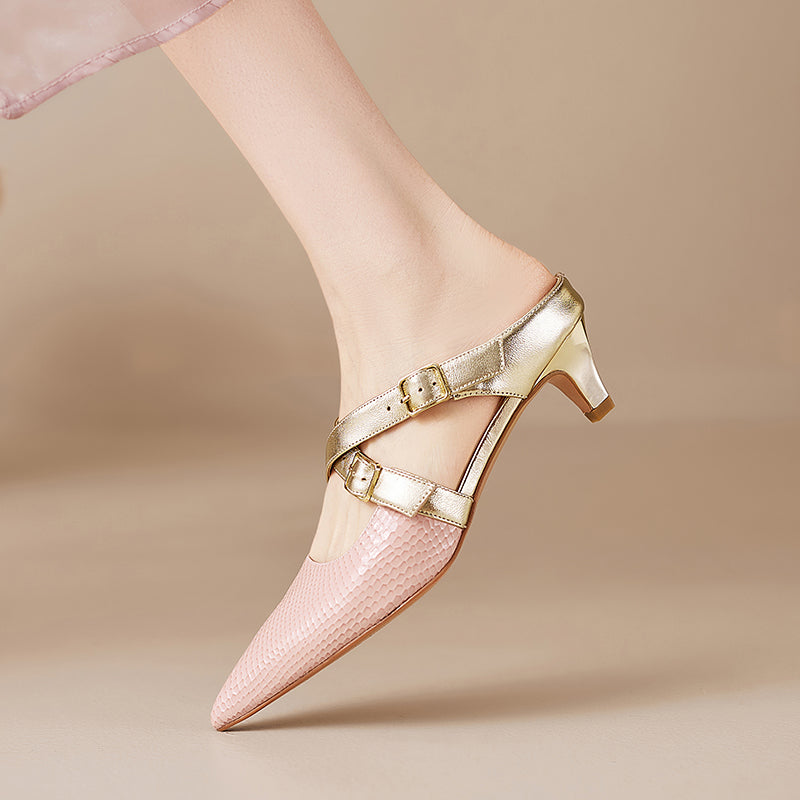 Mules Brielle de cuero genuino