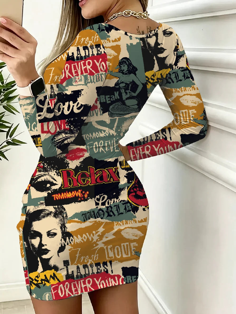 VALERIA GRAPHIC MINI DRESS