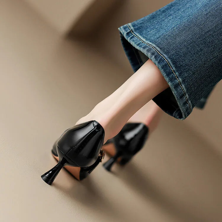 Tacones Ileen de cuero genuino