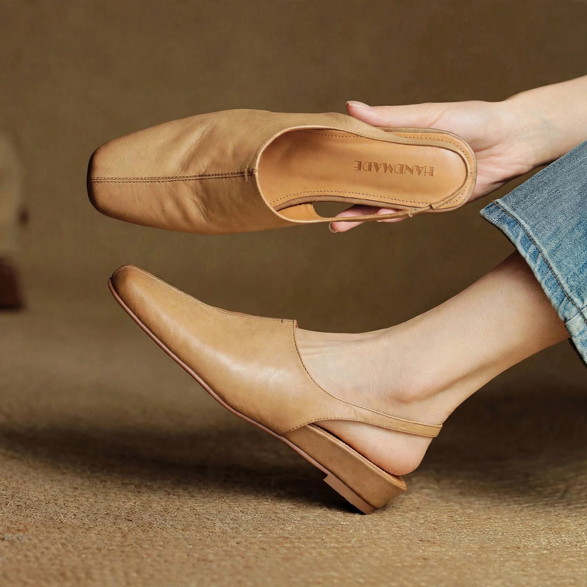 Svella Slingbacks i äkta läder