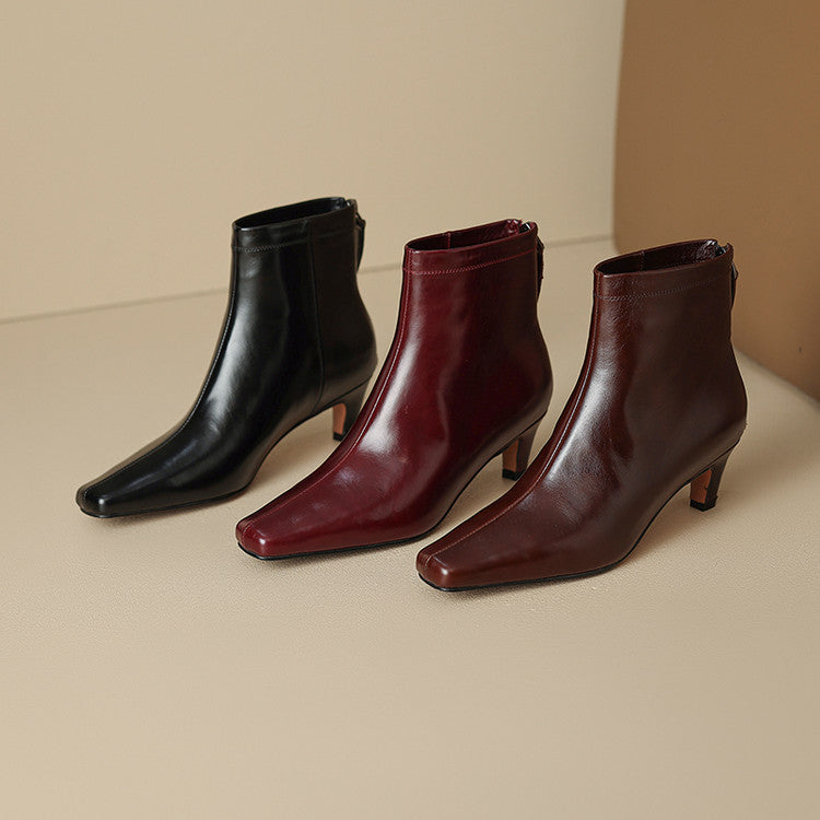 Nolia Stiefel aus echtem Leder mit eckiger Kappe