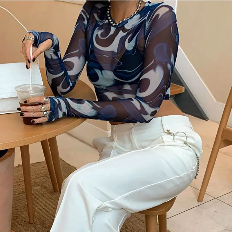 ONDINE SWIRL MESH TOP