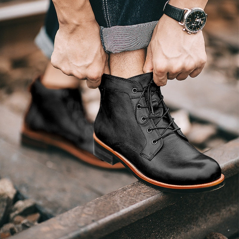 Bottes en cuir haut de gamme cousues main