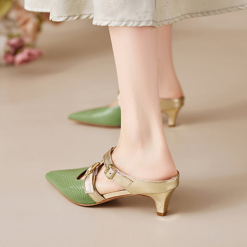 Mules Brielle de cuero genuino