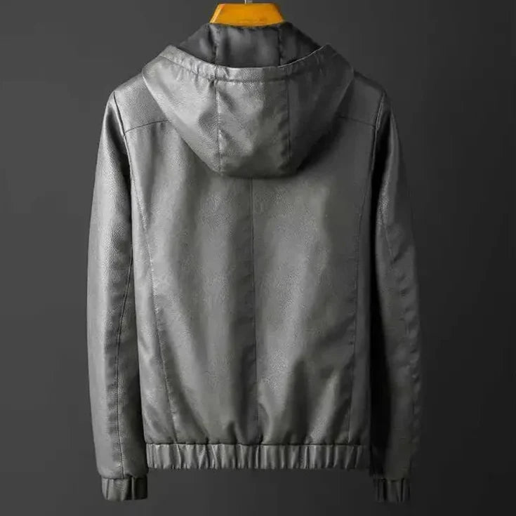 Chaqueta de cuero con capucha Rave