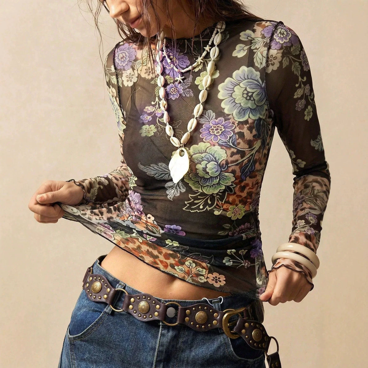 ANOUK FLORAL MESH TOP