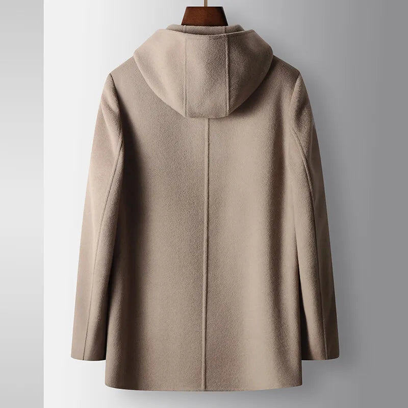 100% Wollmantel mit Kapuze