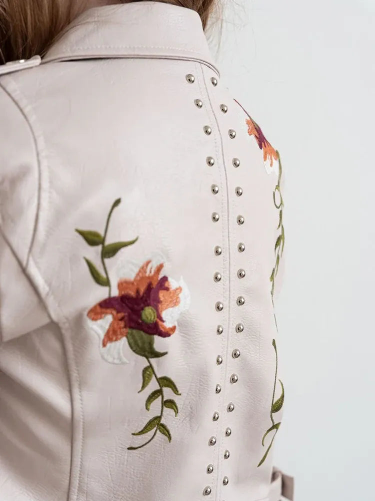 Veste motard à fleurs