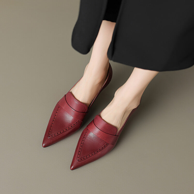 Zapatos de tacón Nyla de cuero genuino con punta afilada