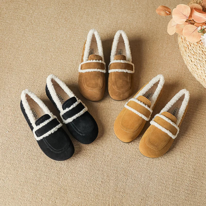 SIENNA FAUX SUEDE FUR-LINED LOAFERS