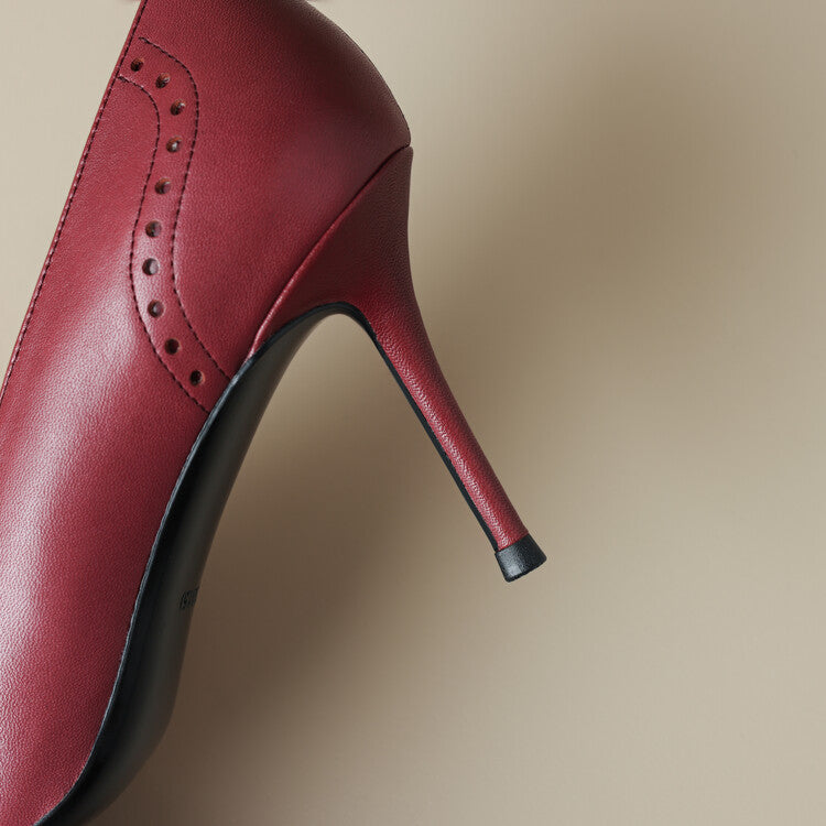 Zapatos de tacón Nyla de cuero genuino con punta afilada