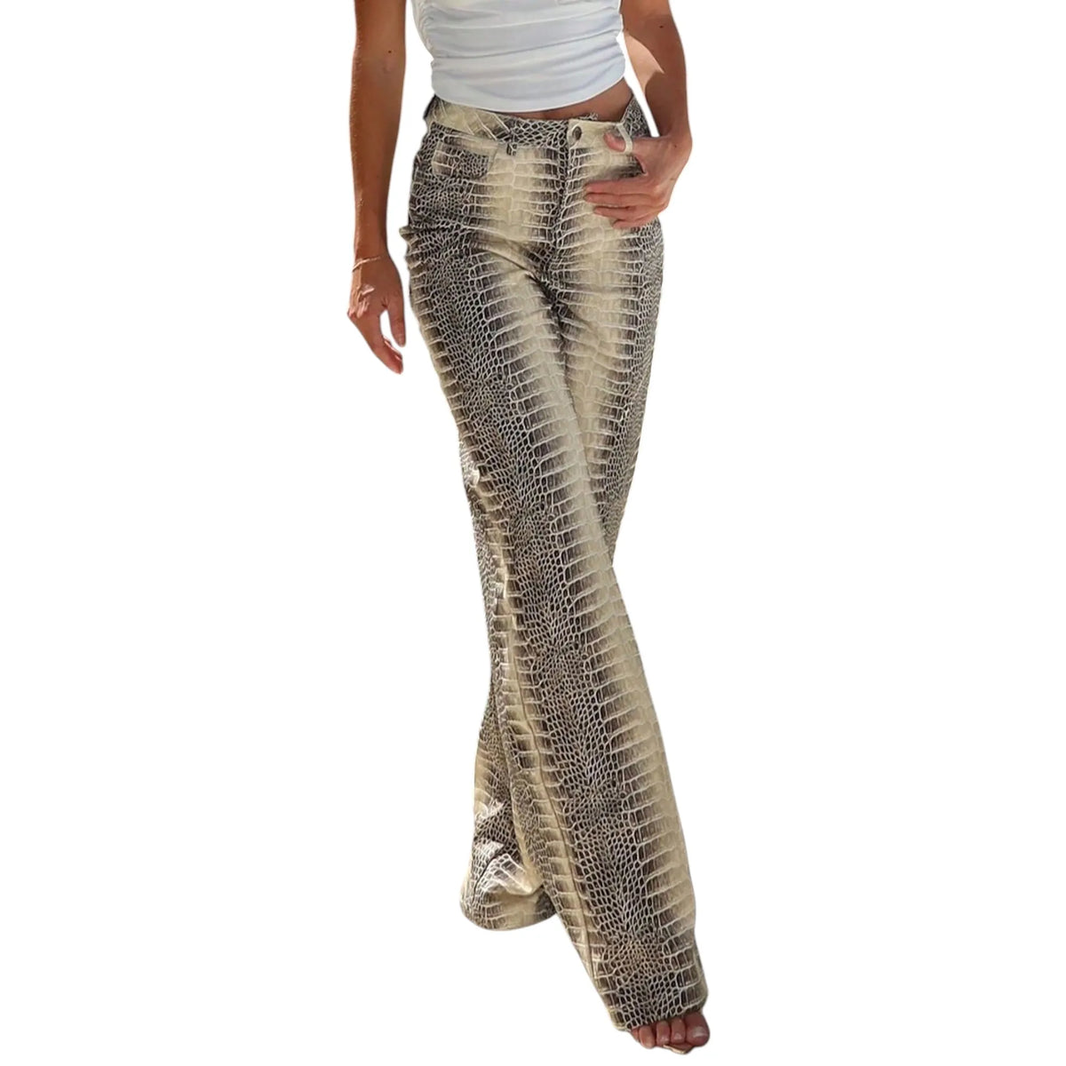 VALESKA CROC-EFFECT TROUSERS