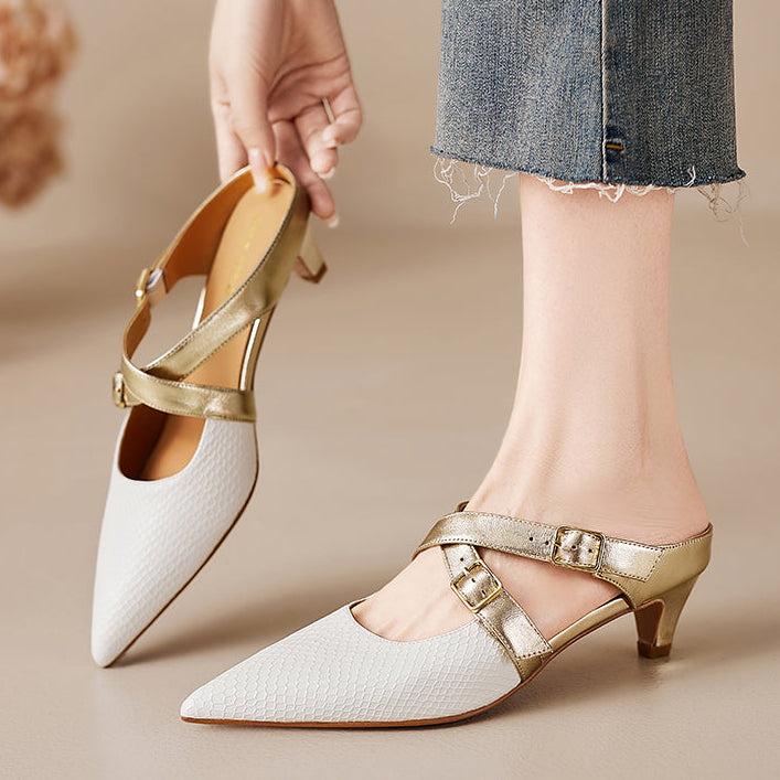 Mules Brielle de cuero genuino