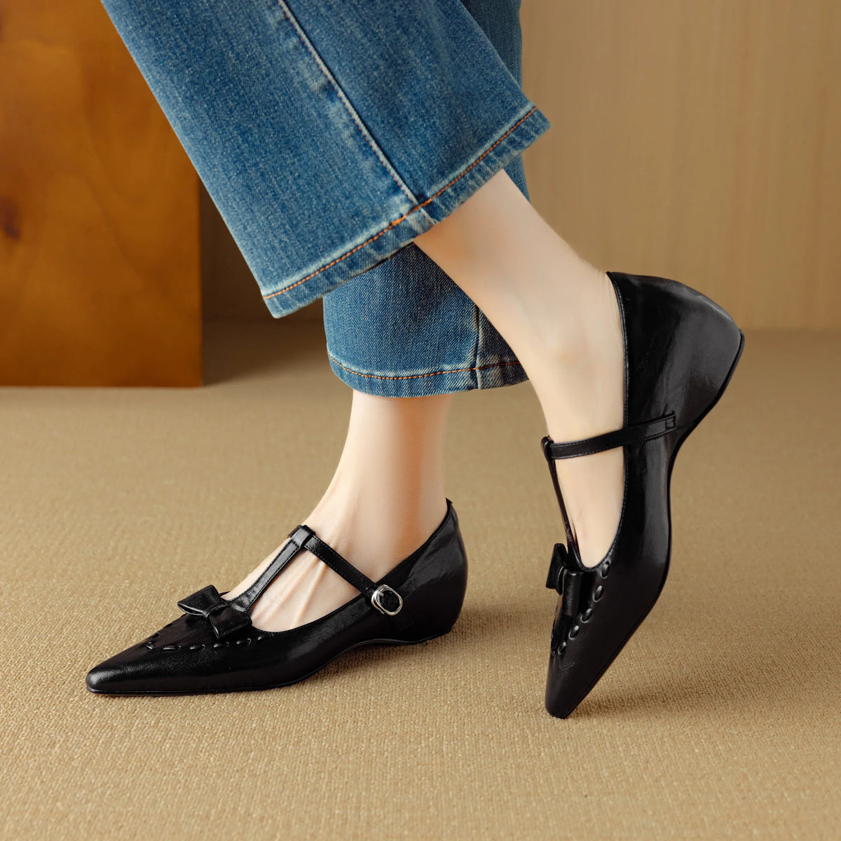 Tiara pumps i äkta läder