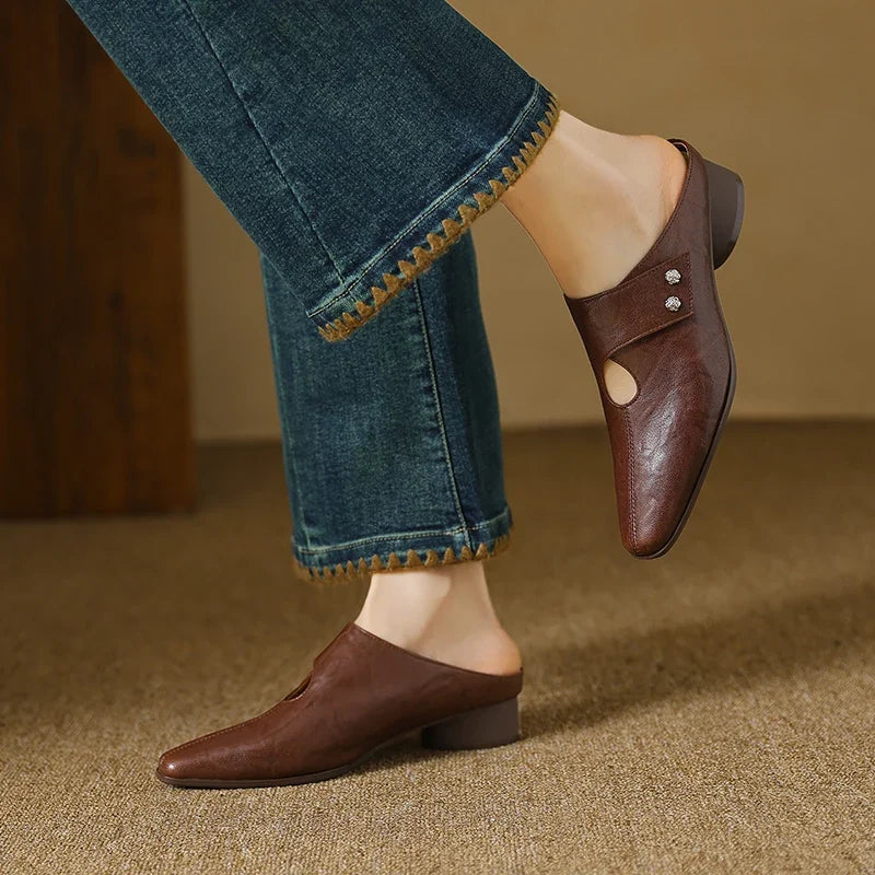 Mules de cuero genuino Agnit