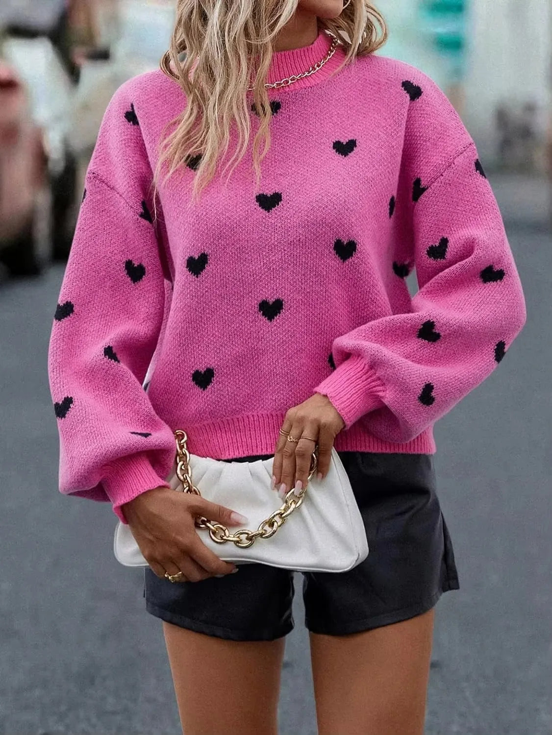 Pullover aus Strick mit Herzmotiv