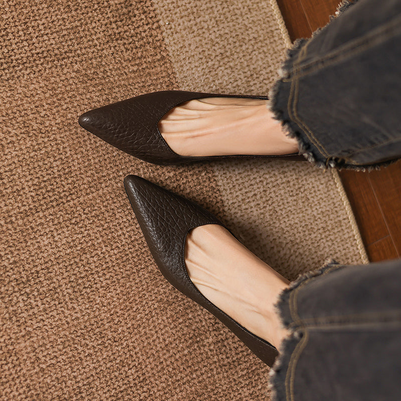Tacones Mavi de cuero genuino con punta afilada